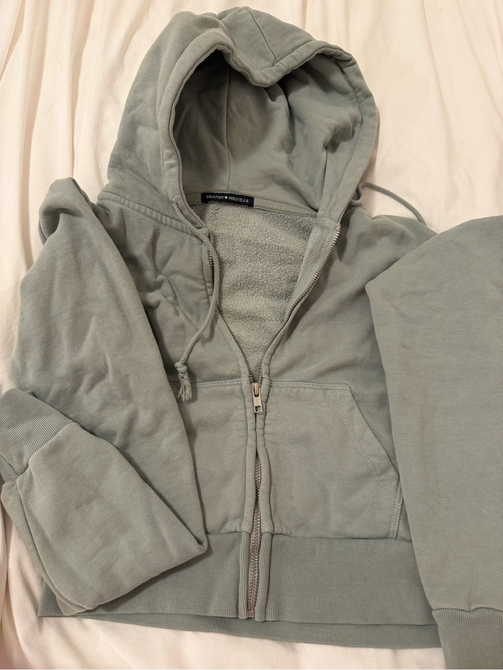 brandy Melville sage green Zip up Hoodie Jacket